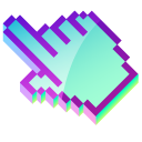 3D Aquamarine Blue Pixel