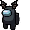 Among Us Black Character in Bat Wings