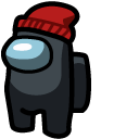 Among Us Black Character in Beanie Hat
