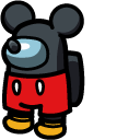 Among Us Black Character in Mickey Mouse Outfit