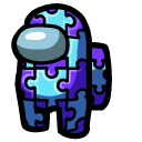Among Us Blue and Purple Puzzle Character