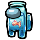 Among Us Blue Aquarium with Golden Fish Character