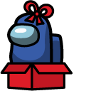 Among Us Blue Character in Red Gift Box