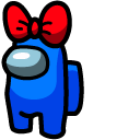 Among Us Blue Character with Red Bow Hat
