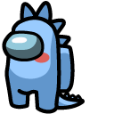 Among Us Blue Dinosaur Character