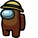 Among Us Brown Character in a Straw Hat