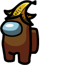 Among Us Brown Character in Banana Hat