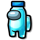 Among Us Cyan Bottle of Water Character