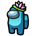 Among Us Cyan Character in a Water Lily Hat