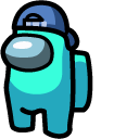 Among Us Cyan Character in Backwards Cap