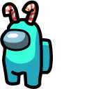 Among Us Cyan Character in Candy Canes