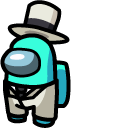 Among Us Cyan Character in White Suit Outfit