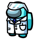 Among Us Cyan Scientist Character