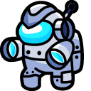 Among Us Cyborg Character and Rocket