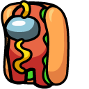 Among Us Hot Dog Character