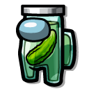 Among Us Jar with a Pickled Cucumber Green Character