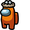 Among Us Orange Character in Bird Nest