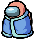 Among Us Orange Character in Blue Blanket