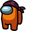 Among Us Orange Character in Do-Rag Hat