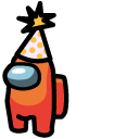 Among Us Orange Character in Party Hat
