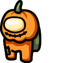 Among Us Orange Character Pumpkin Head