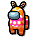 Among Us Orange Easter Egg with Bunny Ears Character