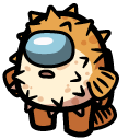 Among Us Orange Pufferfish Character