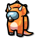 Among Us Orange Triceratops Character