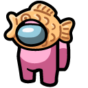 Among Us Pink Character in a Taiyaki Hat