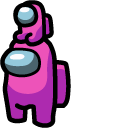 Among Us Pink Character in Crewmate Hat and Robot