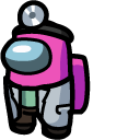 Among Us Pink Character in Scientist Outfit