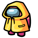Among Us Pink Character in Yellow Raincoat