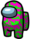 Among Us Pink-Green Blur Character