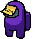 Among Us Purple Character in Dum Sticky Note