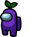Among Us Purple Character in Plant Hat