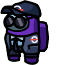 Among Us Purple Character in Security Guard Outfit