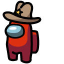 Among Us Red Character in Cowboy Hat