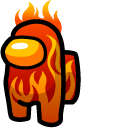 Among Us Red Character in Flames