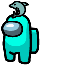 Among Us Teal Character in a Dolphin Hat