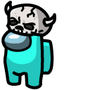 Among Us Teal Character in a Skull Hat