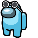 Among Us Teal Character in Sunglasses