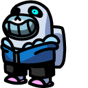 Among Us White Character in Sans Outfit