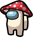Among Us White Character with Mushroom Hat