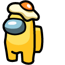 Among Us Yellow Character in Fried Egg Hat