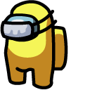 Among Us Yellow Character in Medical Mask