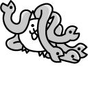 The Battle Cats Medusa Cat and Twintail Medusa Cat