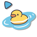 Bugcat Capoo and Duckling Swimming