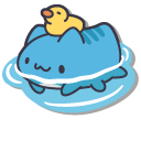 Bugcat Capoo and Duckling Swimming