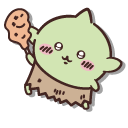 Chiikawa Goblin with a Chicken Leg and a Burger
