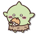 Chiikawa Goblin with a Chicken Leg and a Burger
